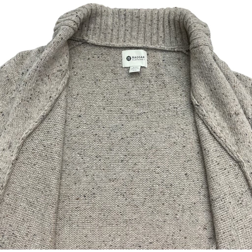 Haggar Wool Blend Shawl Collar Cardigan Vest Mens XL Tan Button Sweater - Picture 4 of 9